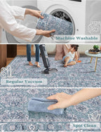 SERISSA Boho Washable Runner Rug, 2x5 Rug Non-Slip Vintage Floral Hallway - Image 2