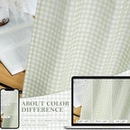 RYB HOME Gingham Cafe Curtains 24 inch Length, Linen Checkered Vintage - Image 3