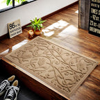 Boho Beige Floral Leaves Outdoor Indoor Entrance Doormats, Absorbent Durable - Image 4