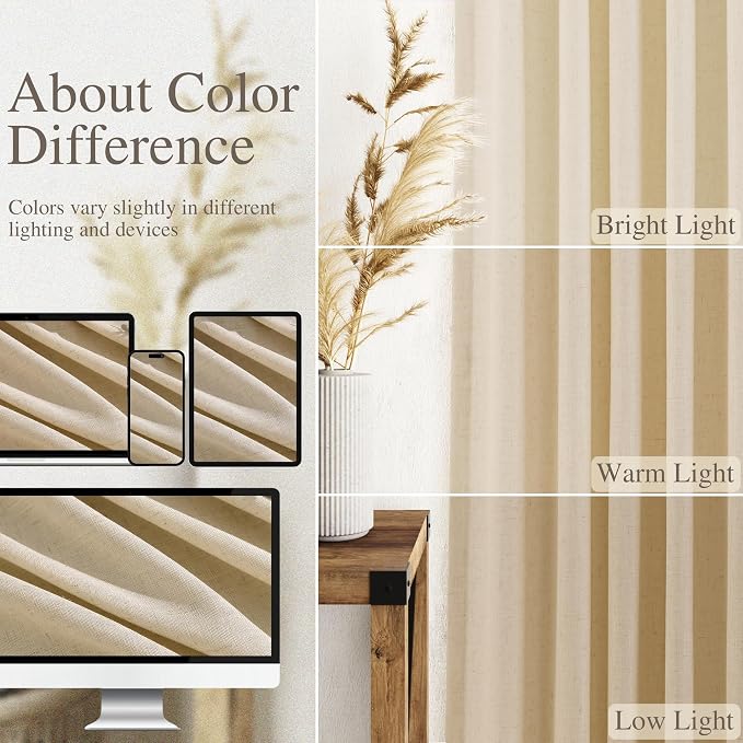 Tan Linen Curtains 96 Inches Long - Image 3