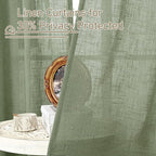LAMIT Small Window Linen Curtains 45 Inches Long, Semi Sheer Light Filtering - Image 5