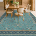 Boho Teal 7x9 Soft Rugs for Living Room, Washable Turquoise Rug for Bedroom - Image 3