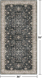 Black Boho Washable 3x6 Large Kitchen Runner Rug, Indoor Entryway Home Office - Image 2