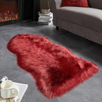 AMTOVO Faux Fur Rug, Burgundy Area Rug, Fluffy Sheepskin Rug, Fuzzy Ultra Soft - Image 2