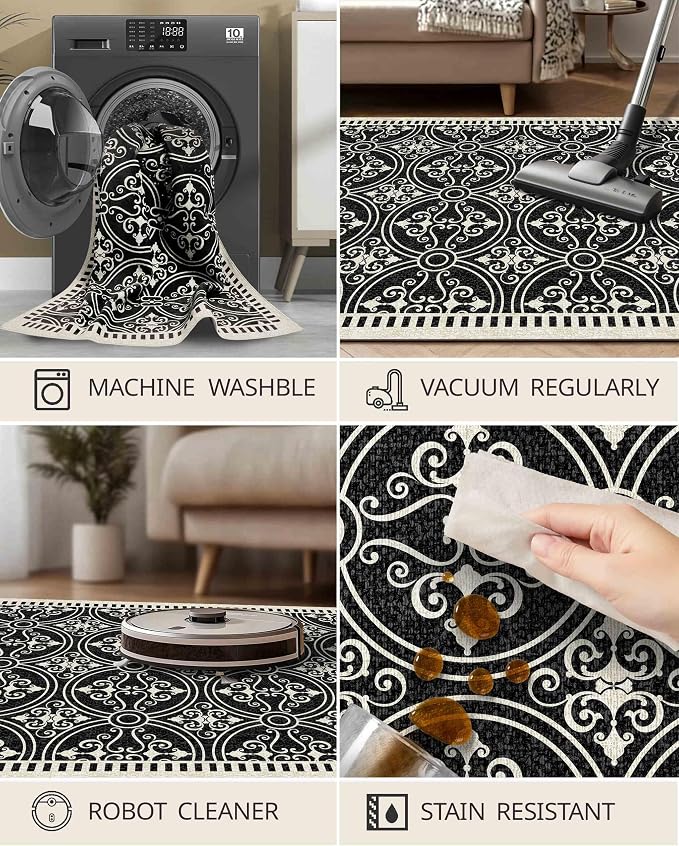Latte&Fog 2x3 Entryway Rug, Small Modern Abstract Door Mat, Washable Kitchen Rug - Image 5