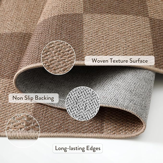 Lahome Colette Checkered Easy Jute Living Room Rugs, 5x7 Large Dining Room - Image 5