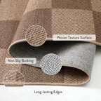 Lahome Colette Checkered Easy Jute Kitchen Runner, 2x8 Washable Indoor Outdoor - Image 5
