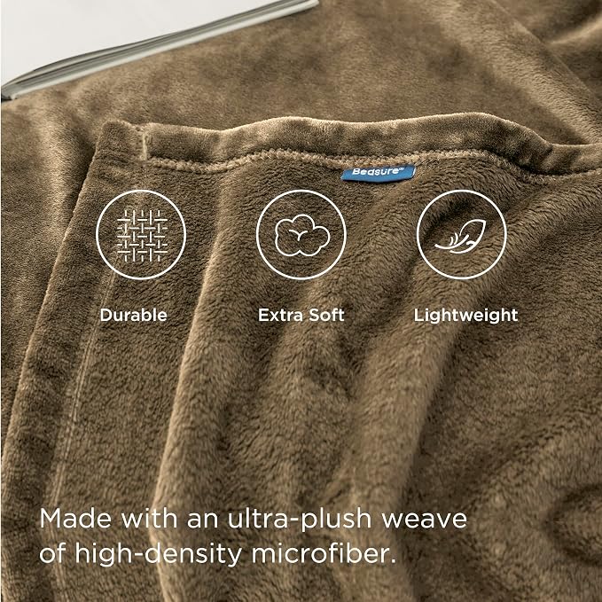 Bedsure GentleSoft Fleece Blankets King Size Camel - Image 4