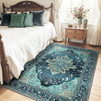 RELEANY Area Rugs 4'x6' Washable Non-Slip, Floral Vintage Distress Print - Image 2