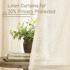 LAMIT Short Window Linen Curtains 48 Inch Length 2 Panels, 34 x 48 Inch - Image 5