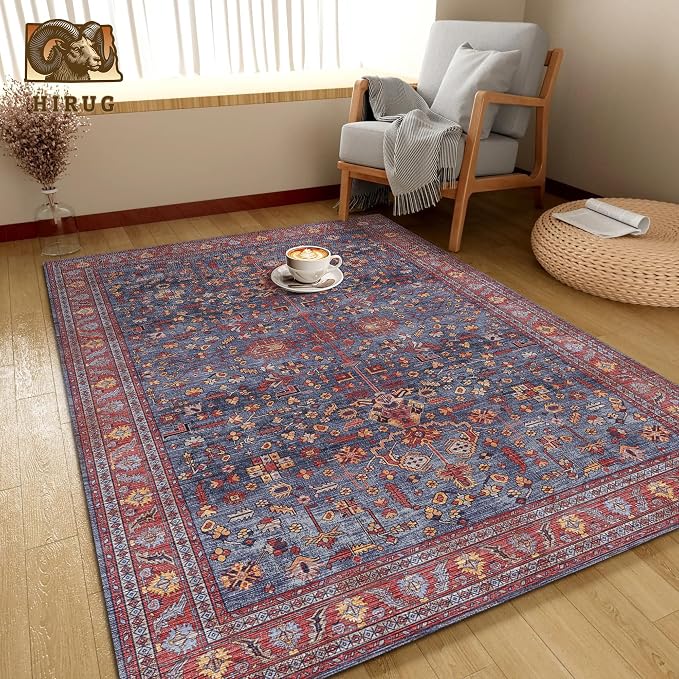 Washable Area Rug 9' x 12' Vintage Traditional Persian Mat - Image 4
