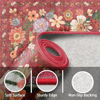 Area Rug 4x6 Rug Washable Boho Rugs Non Slip Low Pile Floral Small Carpet - Image 3