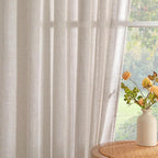 MYSKY HOME Linen Curtains for Living Room 96 Inches Long, Semi Sheer Curtains & - Image 9