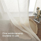 Simplebrand Natural Linen Textured Sheer Curtains 72 inches Long 2 Panels - Image 5