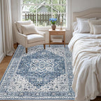 6x9 Area Rugs Living Room Rug: Washable Vintage Boho Medallion Rug No Slip - Image 4