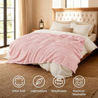 Bedsure GentleSoft Coral Pink Fleece Queen Blanket - Image 5