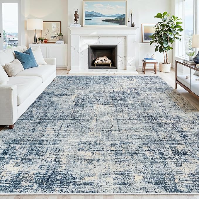 9x12 Area Rugs for Living Room Washable Rug: Anti-Skid Abstract Modern Living by Crority