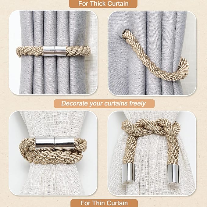 NICEEC 6 Pack Strong Magnetic Curtain Tiebacks Modern Simple Style Drape Tie - Image 6