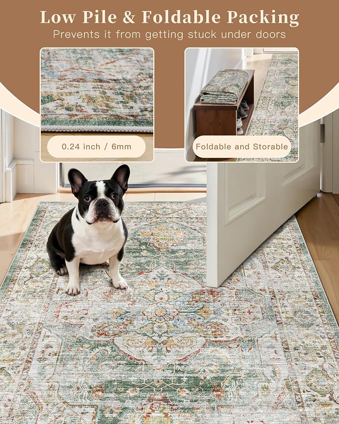Madane Runner Rug 2'6''x8' Kitchen Runner, Hallway Runner Printed Vintage - Image 9