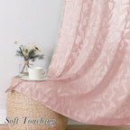 Lecloud Leia Blush Pink Sheer Curtains 2 Pieces, 30 Inch Short Curtains - Image 6