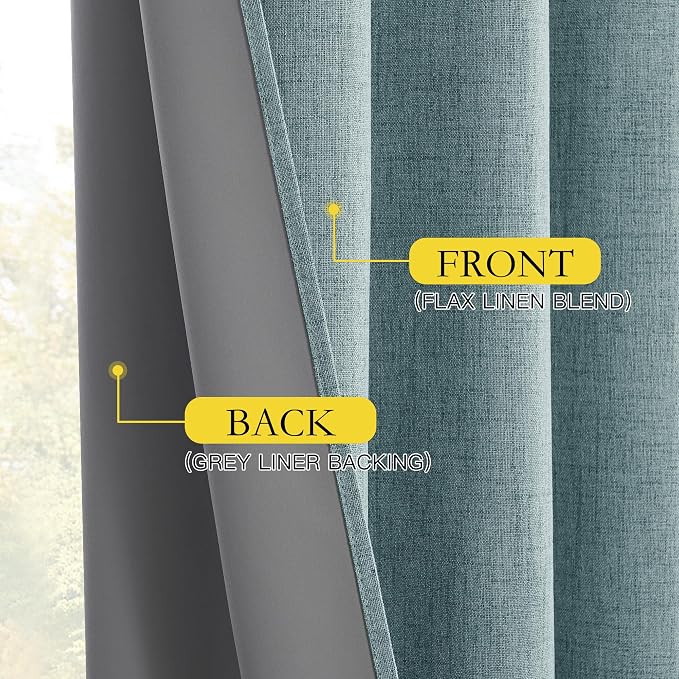 NICETOWN 100% Absolutely Blackout Linen Curtains - Image 7