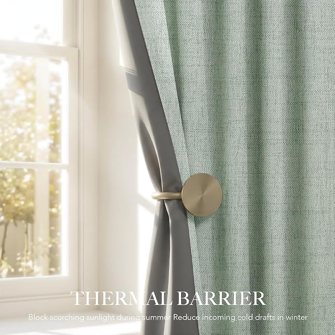 RYB HOME Sage Green 100% Blackout Curtains 102 inches Long, Thermal Insulated - Image 5