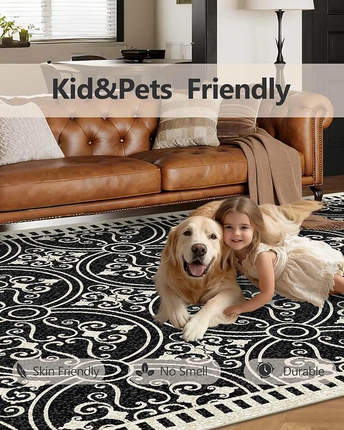 Latte&Fog 5x7 Area Rugs for Living Room Bedroom, Vintage Washable Rug, Boho Non - Image 9