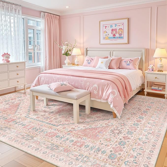 zesthome 9x12 Area Rugs for Girls Bedroom, Low Pile Machine Washable Rugs - Image 9