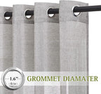 NICETOWN Charcoal Grey Solid Linen Sheer Curtains, Ring Top Thick Flax Light - Image 2