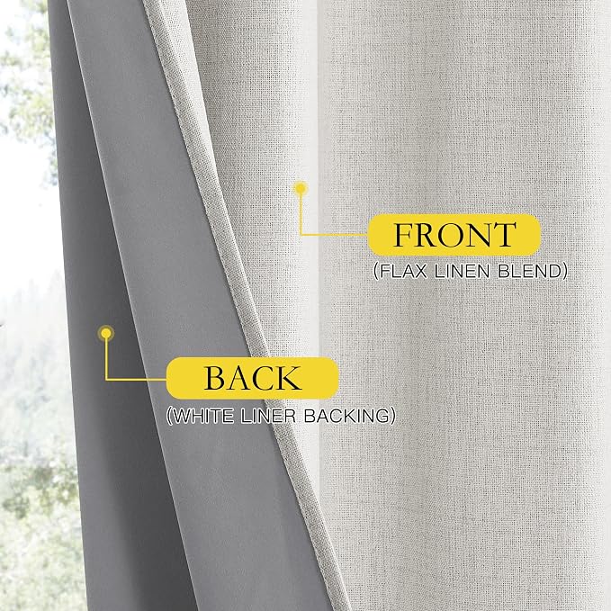 NICETOWN Snowbound Vintage Linen 100% Blackout Curtains - Image 6