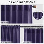 Nanspring Purple Linen Blend Light Filtering Back Tab Curtains 108 Inches Long - Image 3
