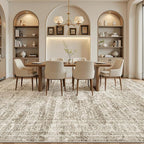 12x15 Washable Area Rug Brown Neutral Abstract Living Room Large Carpet Non - Image 4