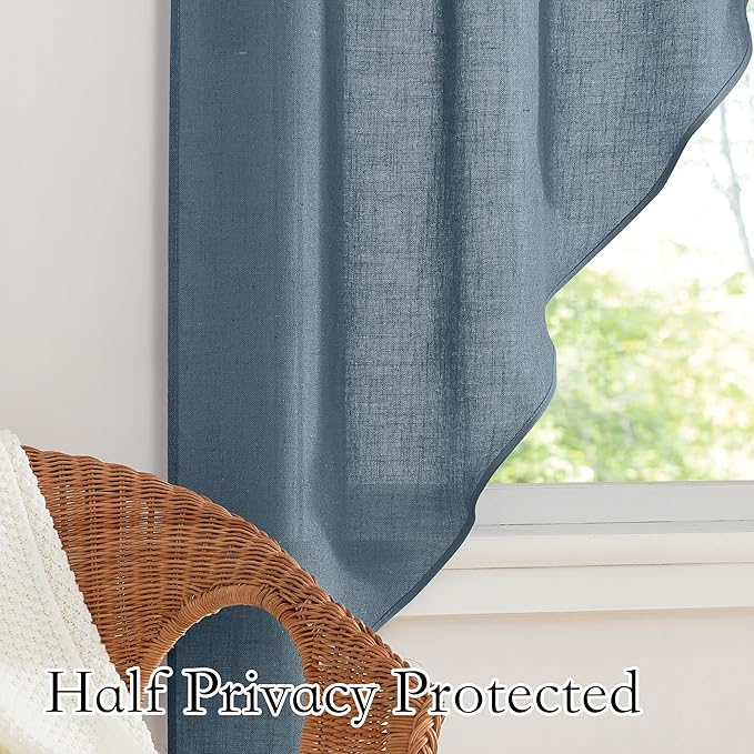RYB HOME Swag Valances for Living Room, Linen Blend Curtains Semi Sheer Window - Image 4