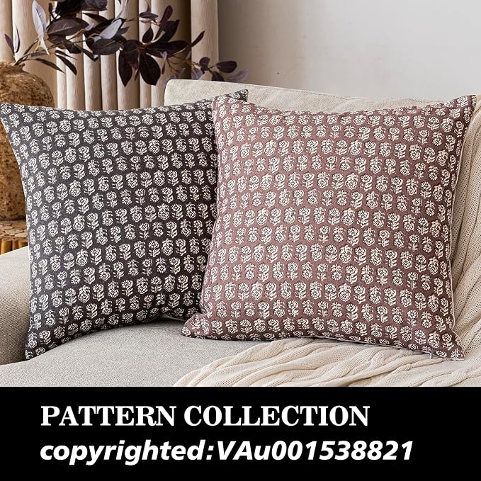 Foindtower Set of 2 Decorative Neutral Floral Print Throw Pillow Covers Vintage - Image 4