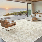 Soalmost 8x10 Area Rugs, Washable Rugs, Large Stain Resistant Beige Area Rug by Soalmost
