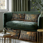 Rustic William Morris Inspired Forest Moon Pillow Covers 12x20 Set of 4 - Image 6
