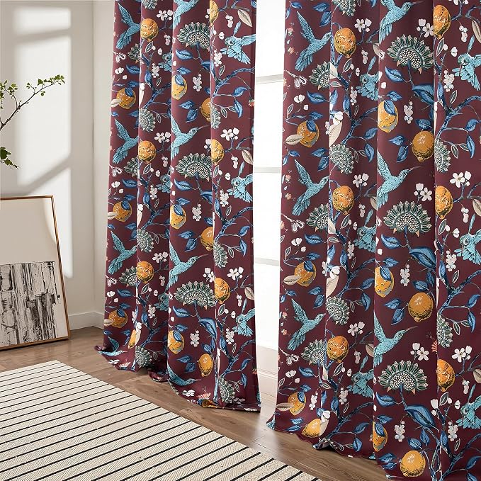 Topfinel Rust Floral Curtains 96 Inches Long 2 Panels Unique Beige Luxury - Image 7