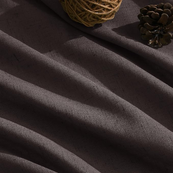 Nanspring Cocoa Coffee Linen Blend Light Filtering Back Tab Curtains 108 Inches - Image 5