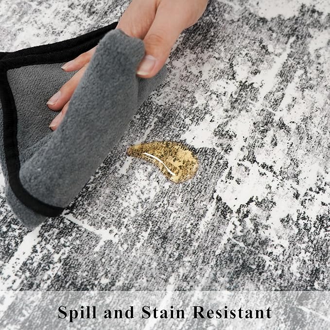 Abstract 2x4 Entryway Area Rugs: Washable Water Resistant Kitchen Rug Non-Slip - Image 6