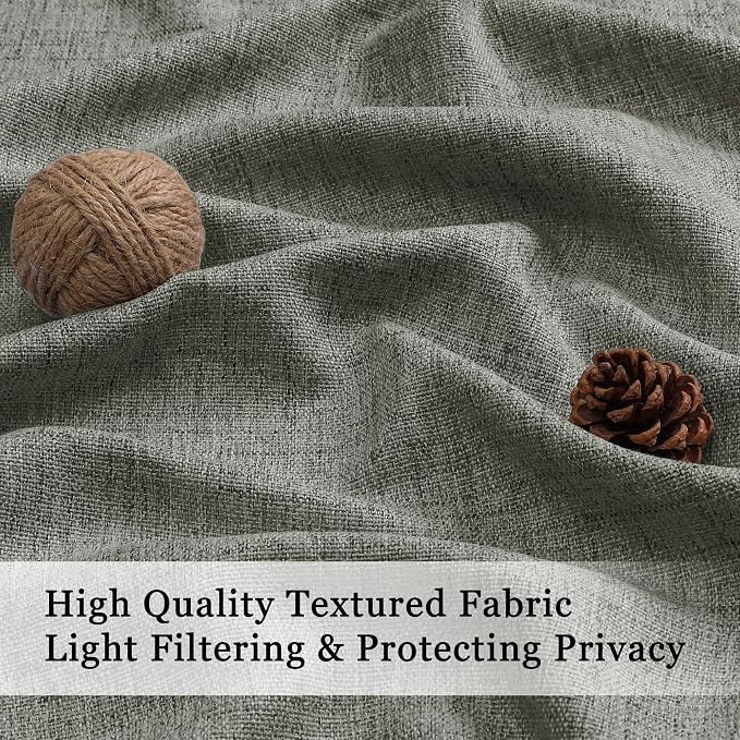 OWENIE Dark Grey Valances for Windows 1 Pcs, Light Filtering Textured Farmhouse - Image 3