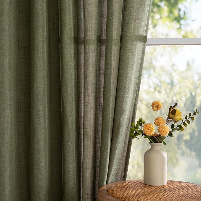 MYSKY HOME 72 Inches Long Semi Sheer Curtains Light Filtering Window Drapes - Image 9