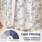 Lazzzy Floral Linen Curtains Farmhouse Extra Long Curtain - Image 3