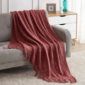 BOURINA Burgundy Throw Blanket 50x60 Inches Throw Textured Solid Soft Sofa by BOURINA