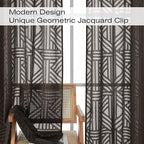 Simplebrand Chocolate Semi Sheer Curtains 54 Inch Length 2 Panels, Geometric - Image 3