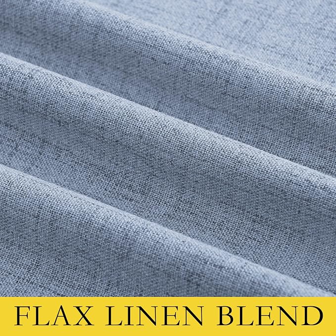 NICETOWN Stone Blue Vintage Linen 100% Blackout Curtains - Image 7