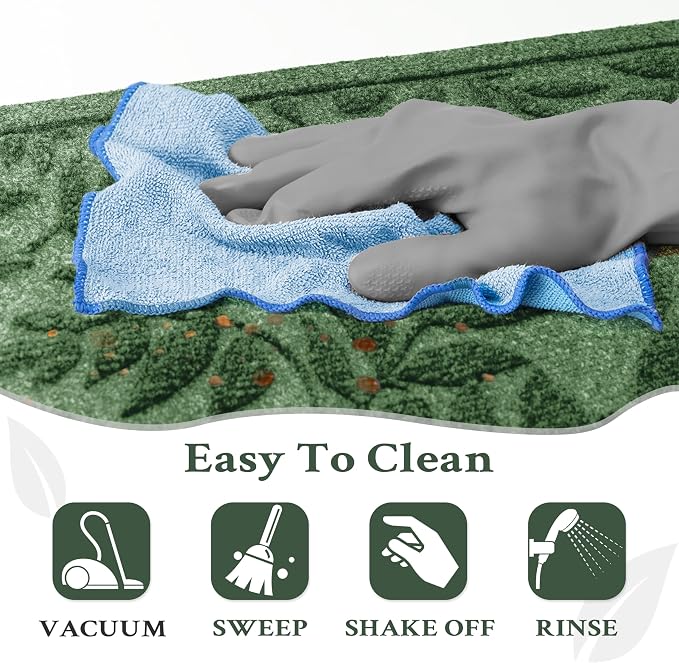 Green Leaves Outdoor Indoor Entrance Door mat, Absorbent Durable Heavy Duty - Image 8