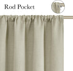 NICETOWN Beige Faux Linen Room Darkening Rod Pocket Curtains 63 inch Length - Image 2