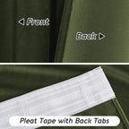 RYB HOME Green Velvet Curtains 96 inch, Solid Room Darkening Window Curtains - Image 6