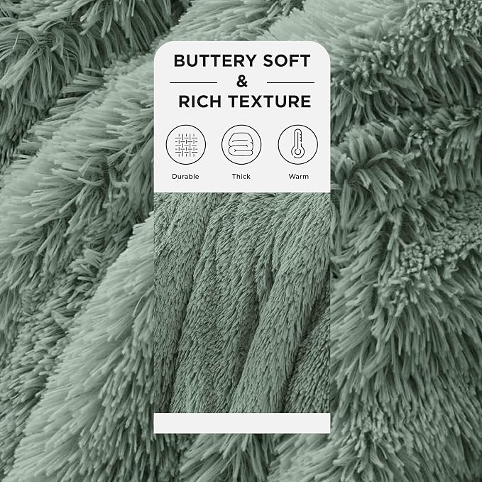 Bedsure GentleSoft Fluffy Sage Green Throw Blanket, Sage Green Decor - Image 3