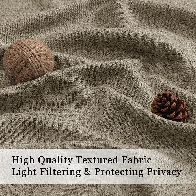 OWENIE Brown Valances for Windows 1 Pcs, Light Filtering Textured Farmhouse - Image 3
